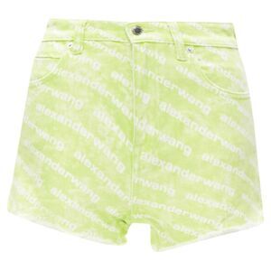 Alexander Wang Bite High Rise logo print cut off denim shorts